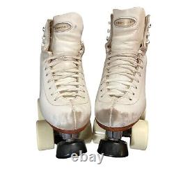 Vintage Riedell 120 White Roller Skates Sz 4.5 Sure-Grip Competitor Rollor Bones