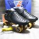 Vintage Riedell 122 USA Black Competition Roller Skates Mens Size 13 with Box
