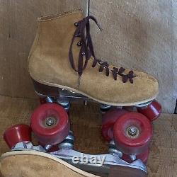 Vintage Riedell 130L Jogger Suede Leather Roller Skates Sure Grip Womens 6