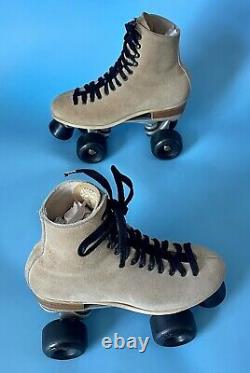 Vintage Riedell 130L Roller Skates Tan Suede Size 6 Sure-Grip, GMN 608