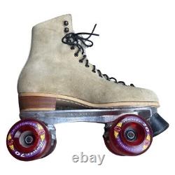 Vintage Riedell 130M Roller Skates Tan Suede Leather Size 8 Made In USA