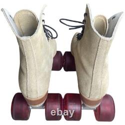 Vintage Riedell 130M Roller Skates Tan Suede Leather Size 8 Made In USA