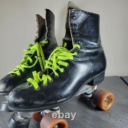 Vintage Riedell 216 Black Leather Roller Skates Size 10 US Sure Grip Zinger USA