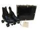 Vintage Riedell 216 Black Leather Roller Skates Size 8.5 With Case Shoe Trees