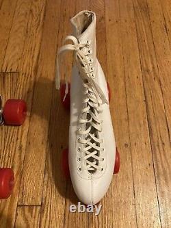 Vintage Riedell 220 red wing quad roller skates Chicago plates kryptos WM 8.5