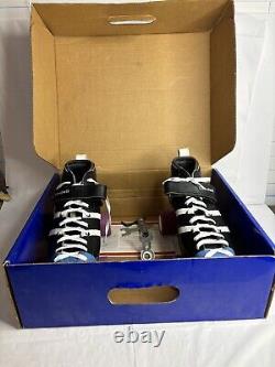 Vintage Riedell 265 Roller Skates Black & White Stripes Womens 9 B/AA CLEAN