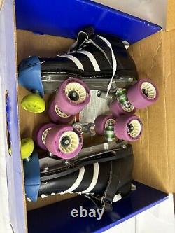 Vintage Riedell 265 Roller Skates Black & White Stripes Womens 9 B/AA CLEAN