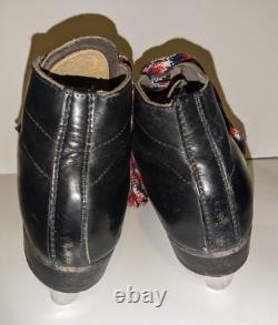 Vintage Riedell 265 Speed Skates Men-6 Black Leather Striped Boots Only