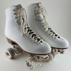 Vintage Riedell 355B Womens 7 Silver Star White Roller Skates Sure Grip