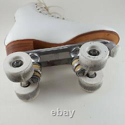 Vintage Riedell 355B Womens 7 Silver Star White Roller Skates Sure Grip