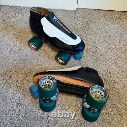 Vintage Riedell 395 Quad Roller Speed Skates'Skunks' Size 8