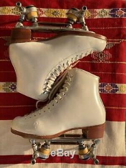 Vintage Riedell 925A Womens 7 Silver Star with Atlas Plate White Roller Skates