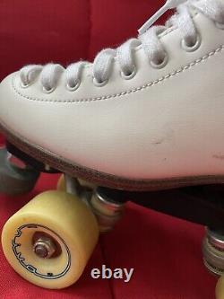 Vintage Riedell Angel 111W Roller Skates Size 6 with PowerDyne Plates White
