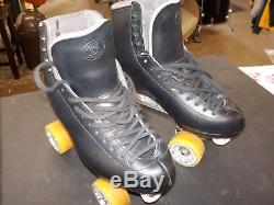 Vintage Riedell Black Leather Roller Skates Size 7.5 W EUC
