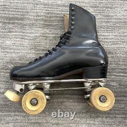 Vintage Riedell Black Leather Roller Skates Sure Grip Century Plates Size 9.5