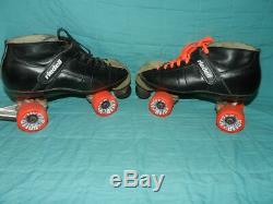 Vintage Riedell Black Speed Roller Skates Mens size 11 USA Hyper Rollo Outdoor