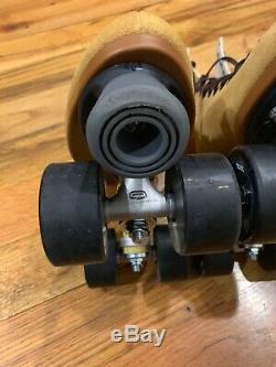 Vintage Riedell Brown Suede Leather Roller Skates Radar Zen Wheels Boot 6 Size 5