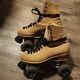 Vintage Riedell Brown Suede Roller Skates Sure Grip AEROBIC Size 6 CHICAGO