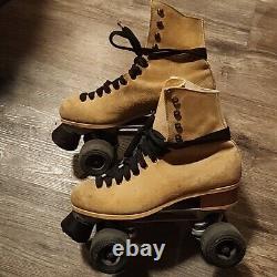 Vintage Riedell Brown Suede Roller Skates Sure Grip AEROBIC Size 6 CHICAGO