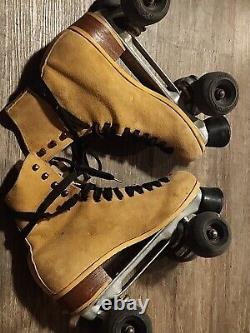 Vintage Riedell Brown Suede Roller Skates Sure Grip AEROBIC Size 6 CHICAGO