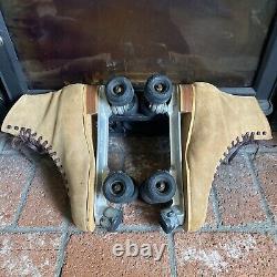 Vintage Riedell Brown Suede Sure-Grip Super X 10R Roller Skates MENS SZ 14 EUC