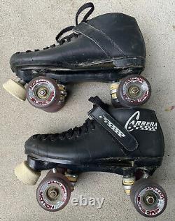 Vintage Riedell Carrera Speed Skates 105B Size 9 Black Roller Outdoor Wheels