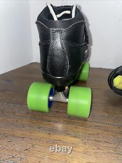 Vintage Riedell Carrera Speed Skates Mens Size 9 Green Vanilla Back Spin Wheels