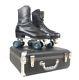 Vintage Riedell Chicago Black Leather Roller Skates With Case Tool 10 US Clean
