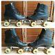 Vintage Riedell Chicago Custom Roller Skates Black Leather Boots Mens 10