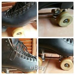 Vintage Riedell Chicago Custom Roller Skates Black Leather Boots Mens 10