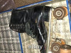 Vintage Riedell Chicago Custom Roller Skates Black Leather Boots Mens size 7