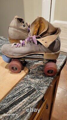 Vintage Riedell Chicago Suede Leather Roller SkatesSize 7 B Kryptos wheels skate