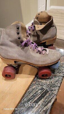 Vintage Riedell Chicago Suede Leather Roller SkatesSize 7 B Kryptos wheels skate