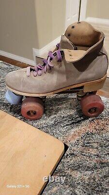 Vintage Riedell Chicago Suede Leather Roller SkatesSize 7 B Kryptos wheels skate