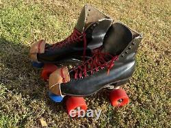 Vintage Riedell Chicago Sure-Grip Black Leather Roller Skates Sz. 7.5