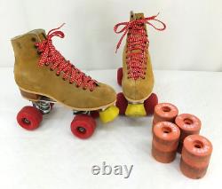 Vintage Riedell Chicago Tan Suede Leather Roller Skates 130L Women's size 6