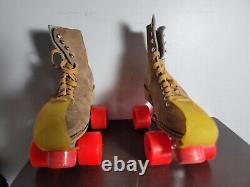 Vintage Riedell Chicago Tan Suede Leather Roller Skates 130L Women's size 8