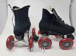 Vintage Riedell Custom Roller Skates Black Suede Womens Size 6 38/67 135 D BY