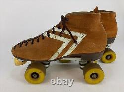 Vintage Riedell IFO Suede Roller Skates with Sure Grip Jogger Plates Mens 10