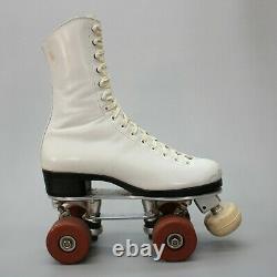 Vintage Riedell Ladies 4.5 Model 297 White Roller Skates Red Wing Skating Boots