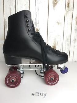 Vintage Riedell Leather Roller Skates Sure Grip Bones 57mm Wheels 5 1/2