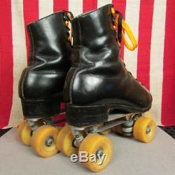 Vintage Riedell Leather Roller Skates Sure Grip Bones Artistic Wheels 9.5 Nice