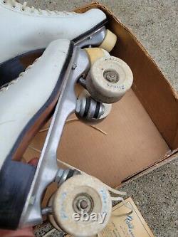 Vintage Riedell Leather White Classic Quad Roller Skates 7 Redwing Minn Pacer