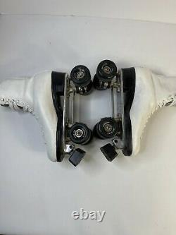 Vintage Riedell Mens 7.5 White Distressed Leather Roller Derby Skates