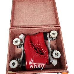 Vintage Riedell Pacer Roller Skates RED w Case Women's Size 6.5 Rare Color READ