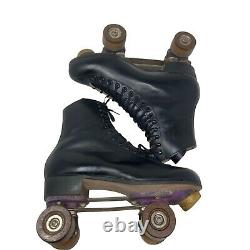Vintage Riedell Red Wing 220 Black Freestyle Roller Skates Sz 10 Wide With Case