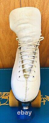 Vintage Riedell Red Wing 220 Women's 9 White Roller Skates Sure Grip Powell