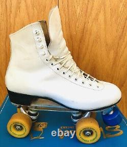 Vintage Riedell Red Wing 220 Women's 9 White Roller Skates Sure Grip Powell