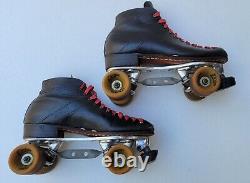 Vintage Riedell Red Wing Black Leather Roller Skates 1980's Sure Grip XK-4