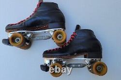 Vintage Riedell Red Wing Black Leather Roller Skates 1980's Sure Grip XK-4